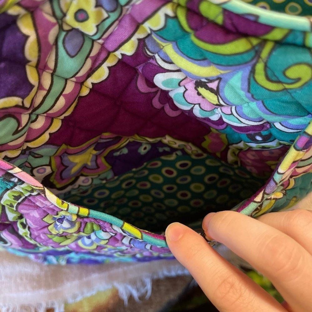 Vera Bradley Purple Teal Floral Quilted Tote - Picture 4 of 10